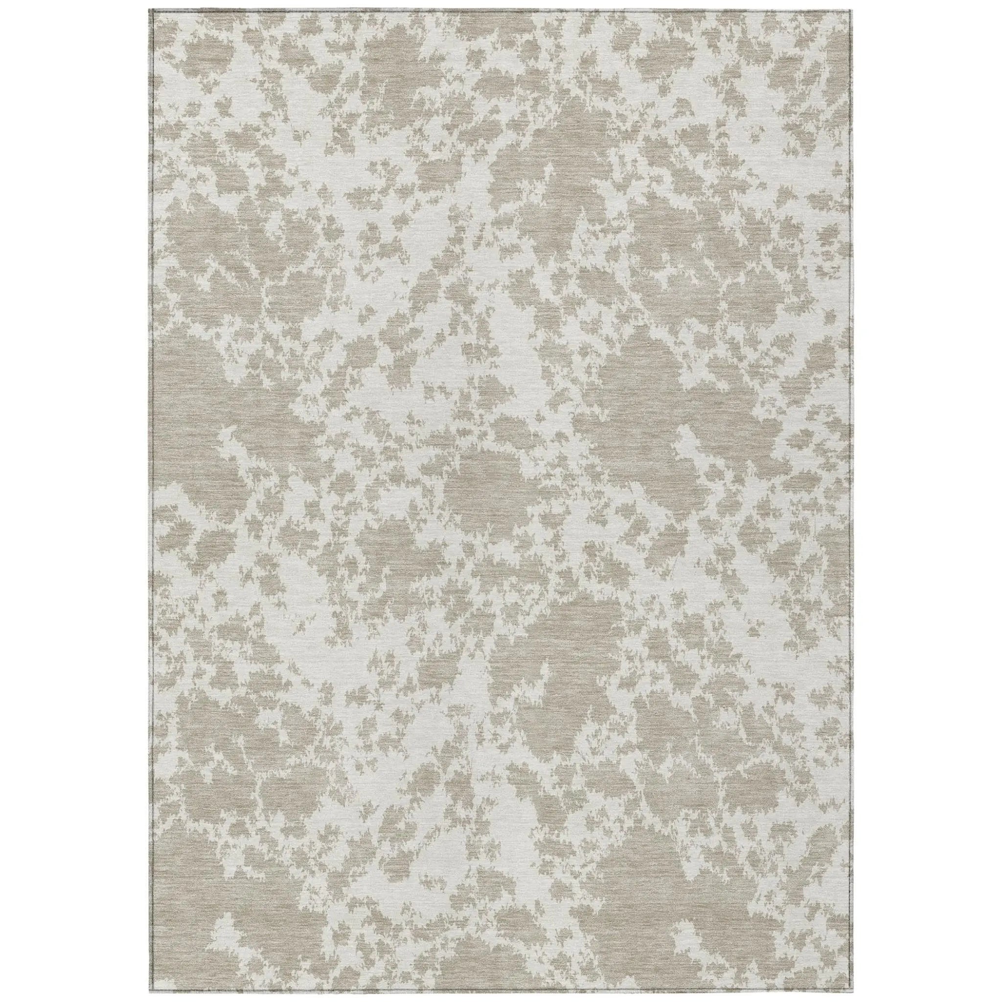 10' X 14' Cream And Ivory Abstract Washable Indoor Outdoor Area Rug Homeroots Outdoor