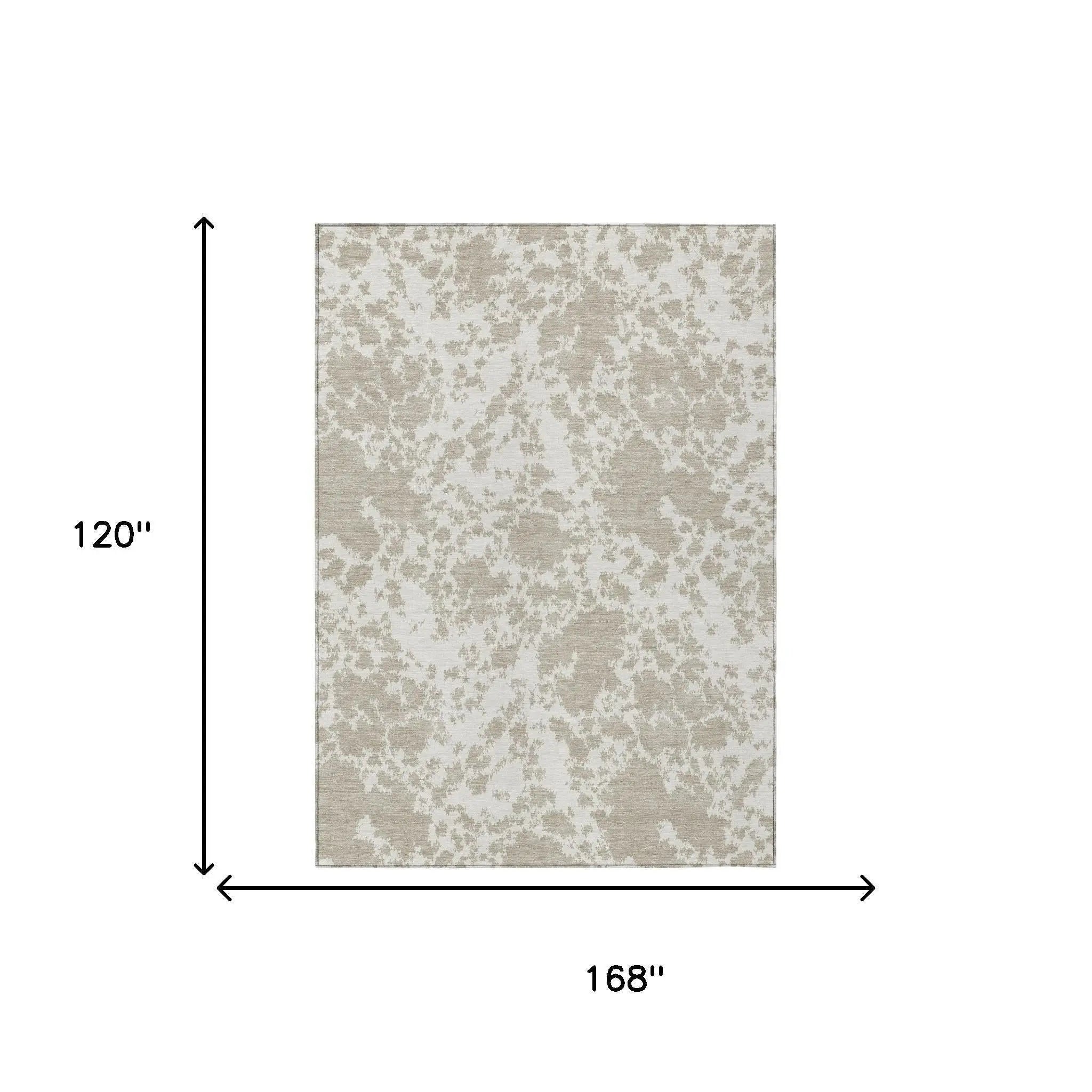 10' X 14' Cream And Ivory Abstract Washable Indoor Outdoor Area Rug Homeroots Outdoor