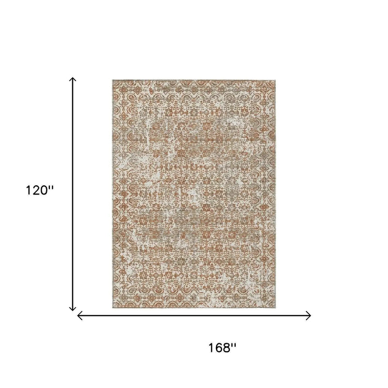 10' X 14' Cream And Ivory Abstract Washable Indoor Outdoor Area Rug Homeroots Outdoor