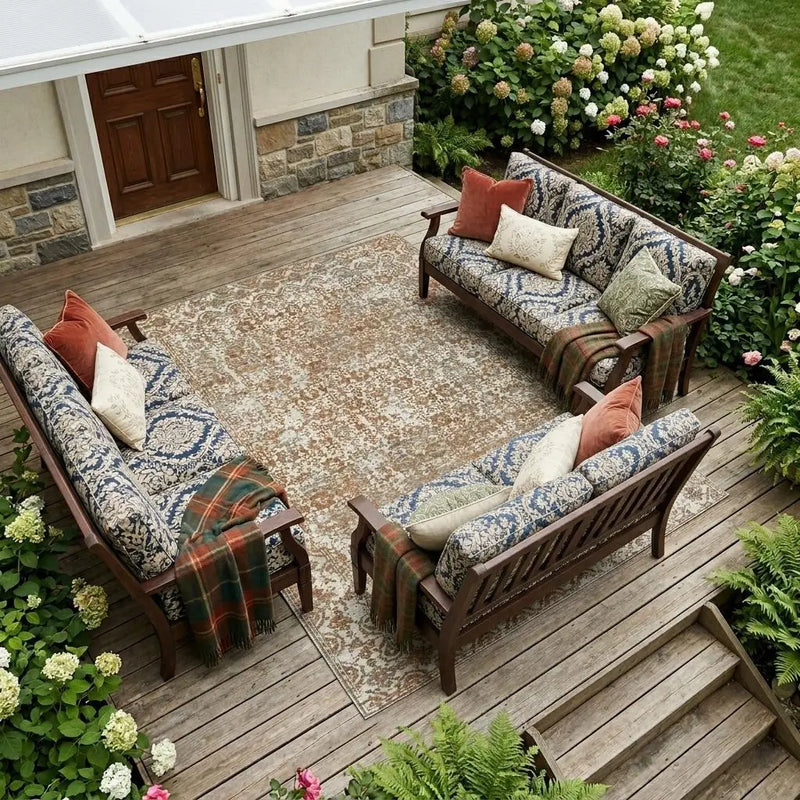 10' X 14' Cream And Ivory Abstract Washable Indoor Outdoor Area Rug Homeroots Outdoor