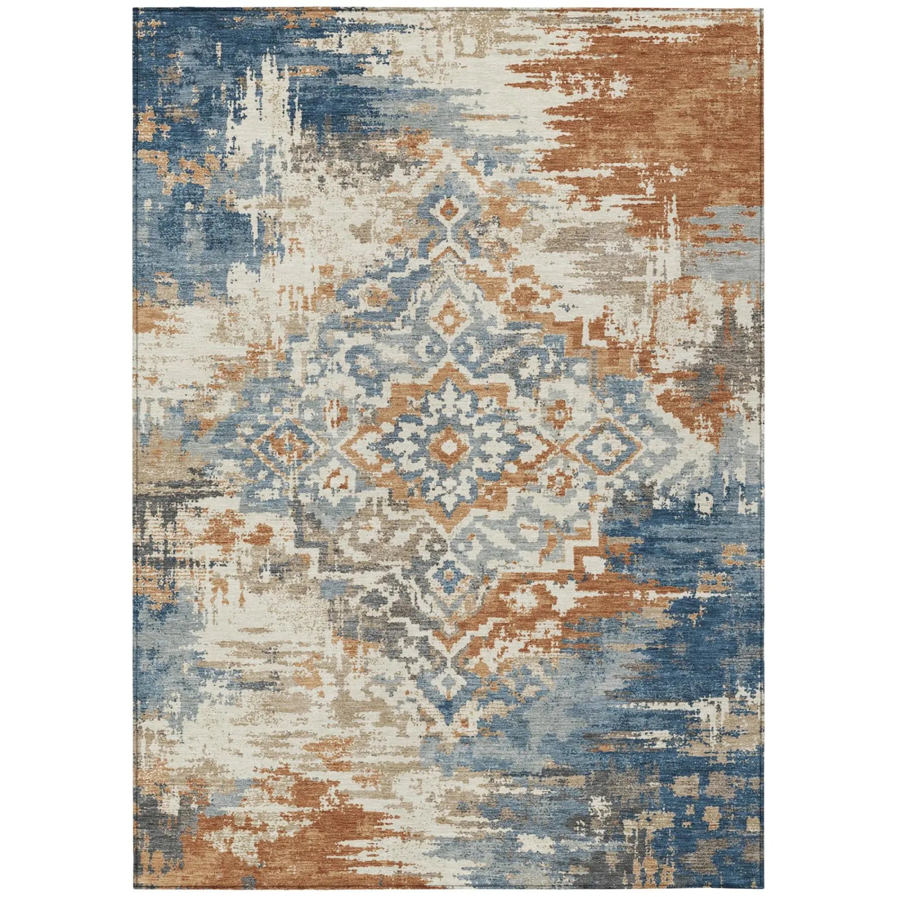 10' X 14' Cream And Ivory Medallion Washable Indoor Outdoor Area Rug Homeroots Outdoor