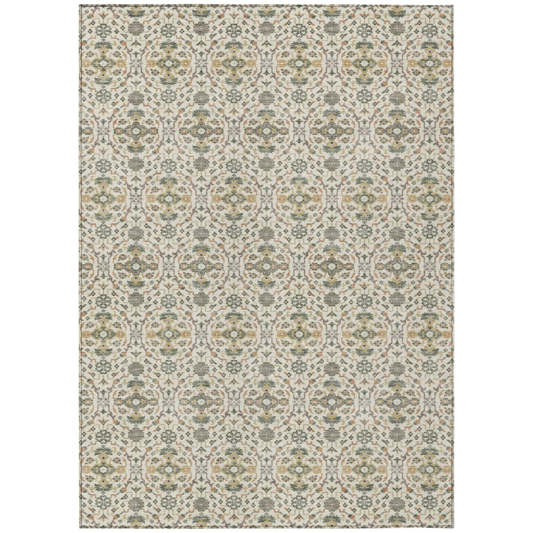 10' X 14' Cream And Ivory Oriental Washable Indoor Outdoor Area Rug Homeroots Outdoor