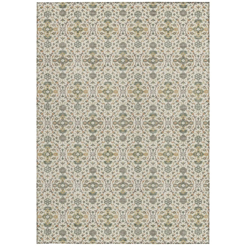 10' X 14' Cream And Ivory Oriental Washable Indoor Outdoor Area Rug Homeroots Outdoor
