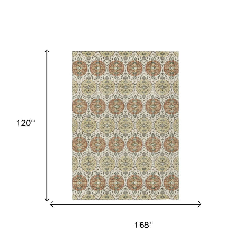 10' X 14' Cream And Ivory Striped Washable Indoor Outdoor Area Rug Homeroots Outdoor