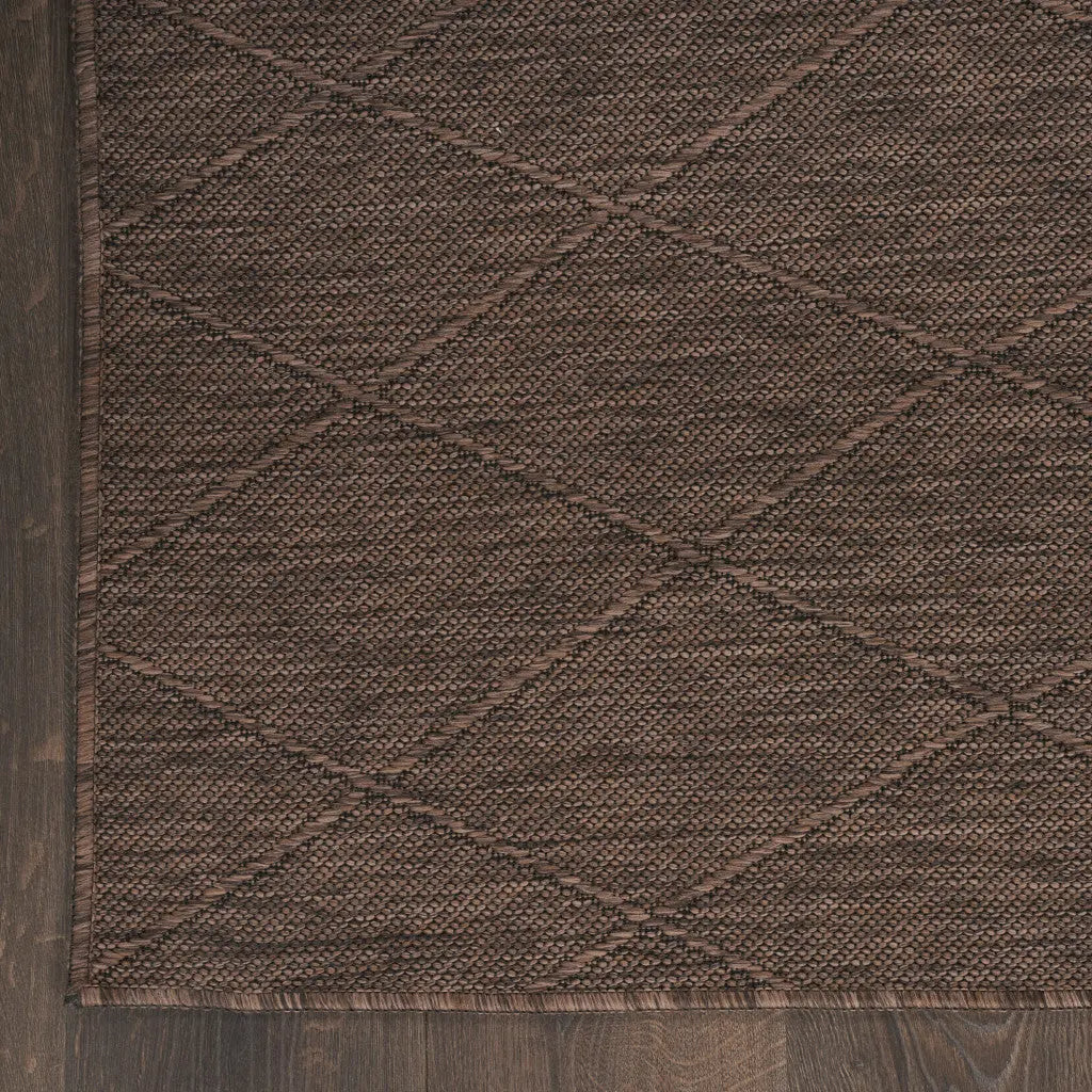 10' X 14' Dark Brown And Brown Geometric Indoor Outdoor Area Rug Homeroots Outdoor