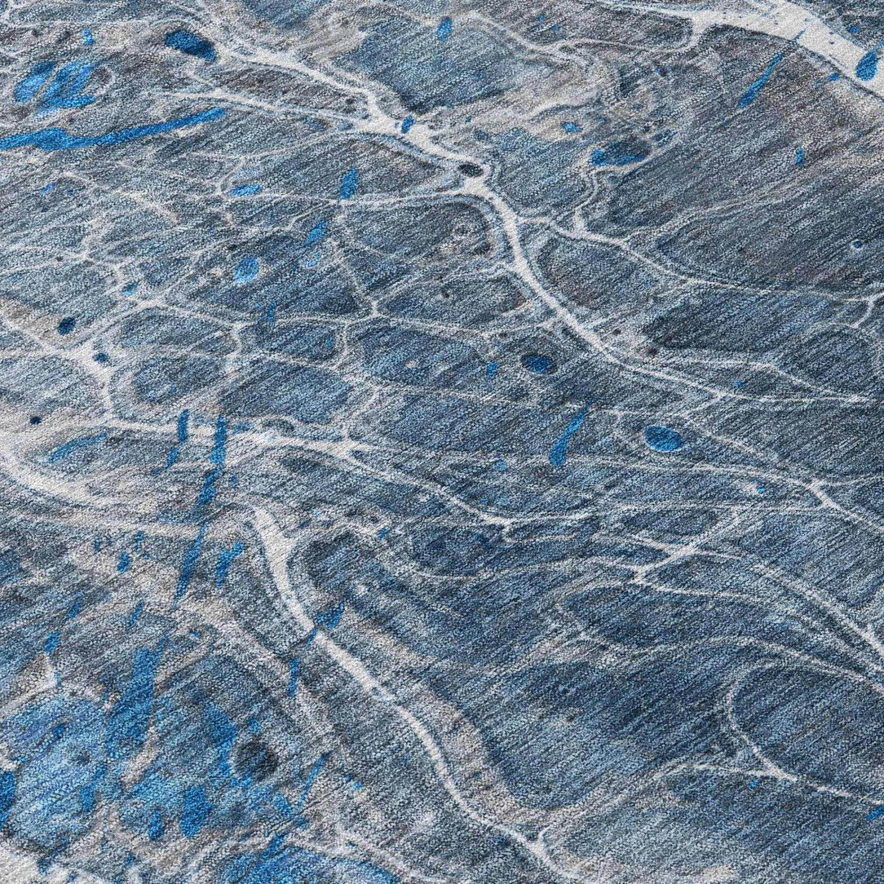 10' X 14' Denim Blue And Blue Abstract Washable Indoor Outdoor Area Rug Homeroots Outdoor