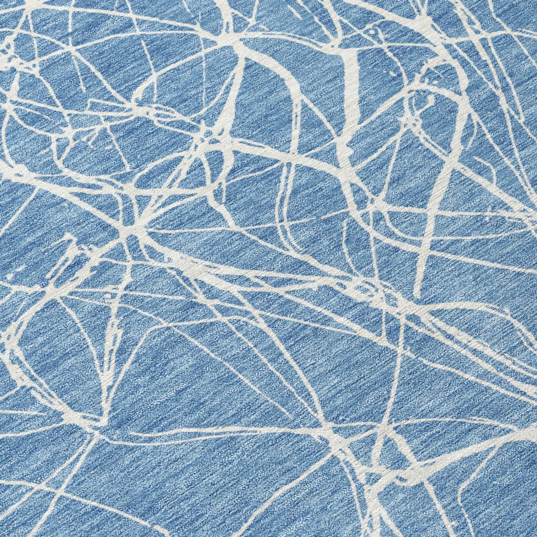 10' X 14' Denim Blue And Blue Abstract Washable Indoor Outdoor Area Rug Homeroots Outdoor