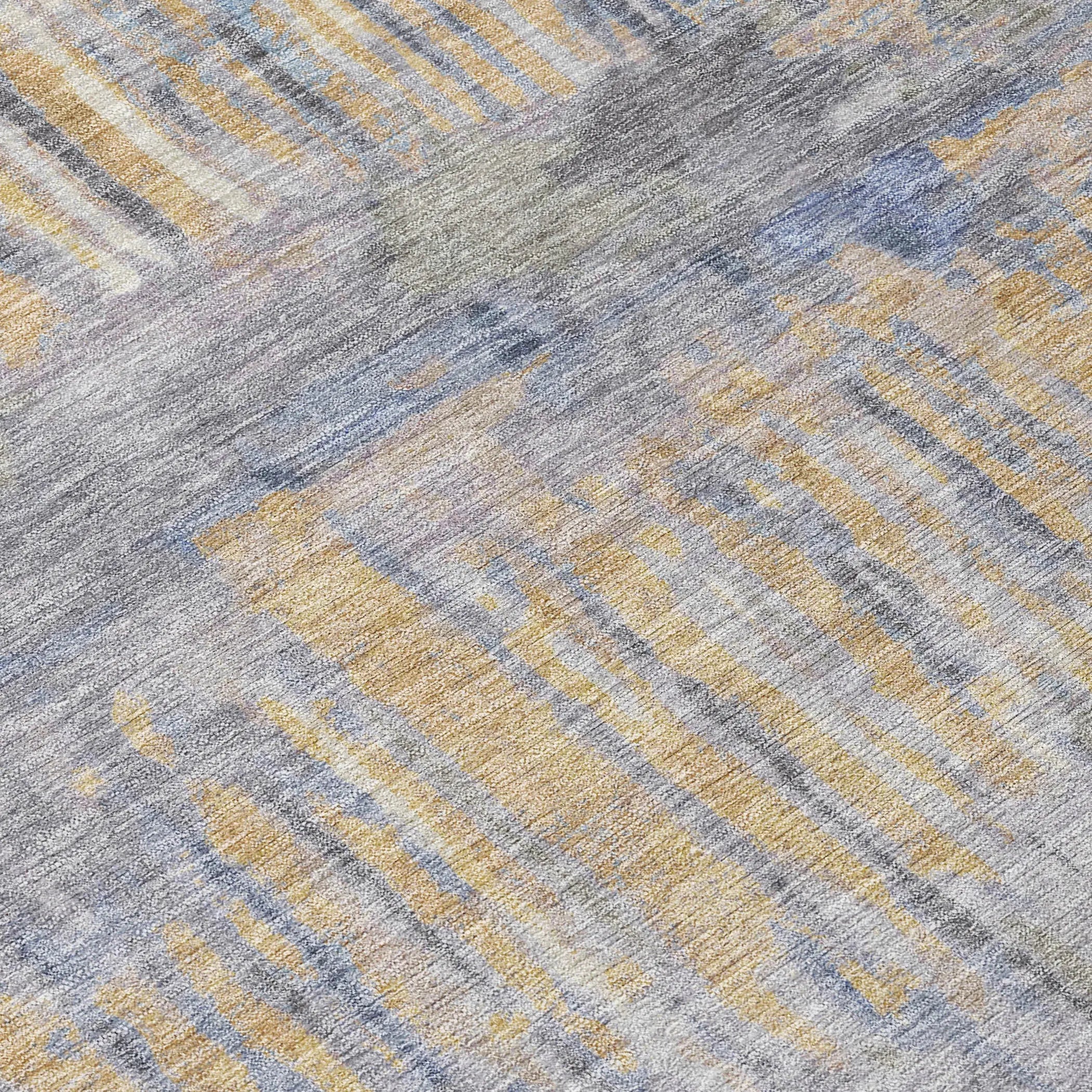 10' X 14' Denim Blue And Blue Abstract Washable Indoor Outdoor Area Rug Homeroots Outdoor