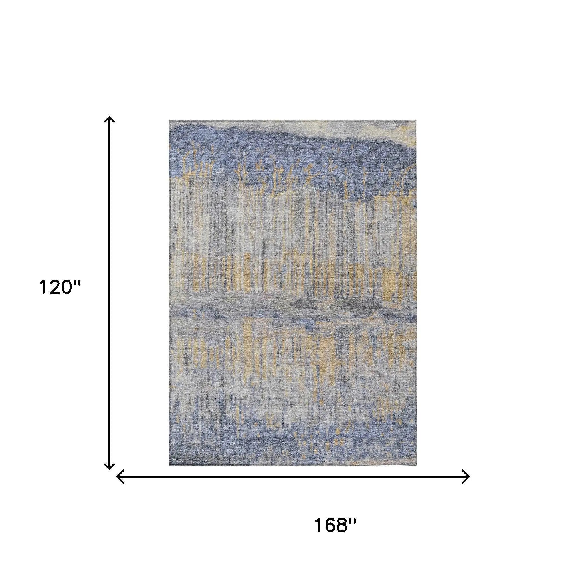 10' X 14' Denim Blue And Blue Abstract Washable Indoor Outdoor Area Rug Homeroots Outdoor