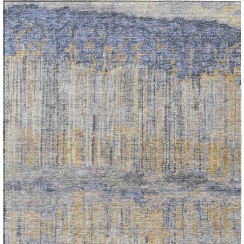 10' X 14' Denim Blue And Blue Abstract Washable Indoor Outdoor Area Rug Homeroots Outdoor