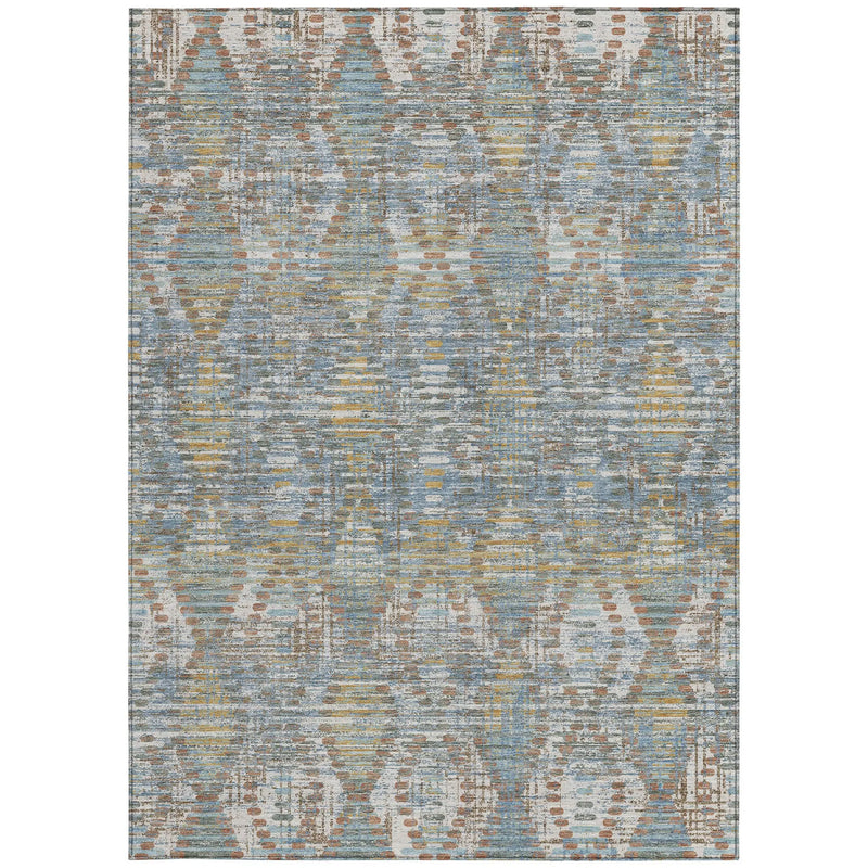 10' X 14' Denim Blue And Blue Floral Medallion Washable Indoor Outdoor Area Rug Homeroots Outdoor
