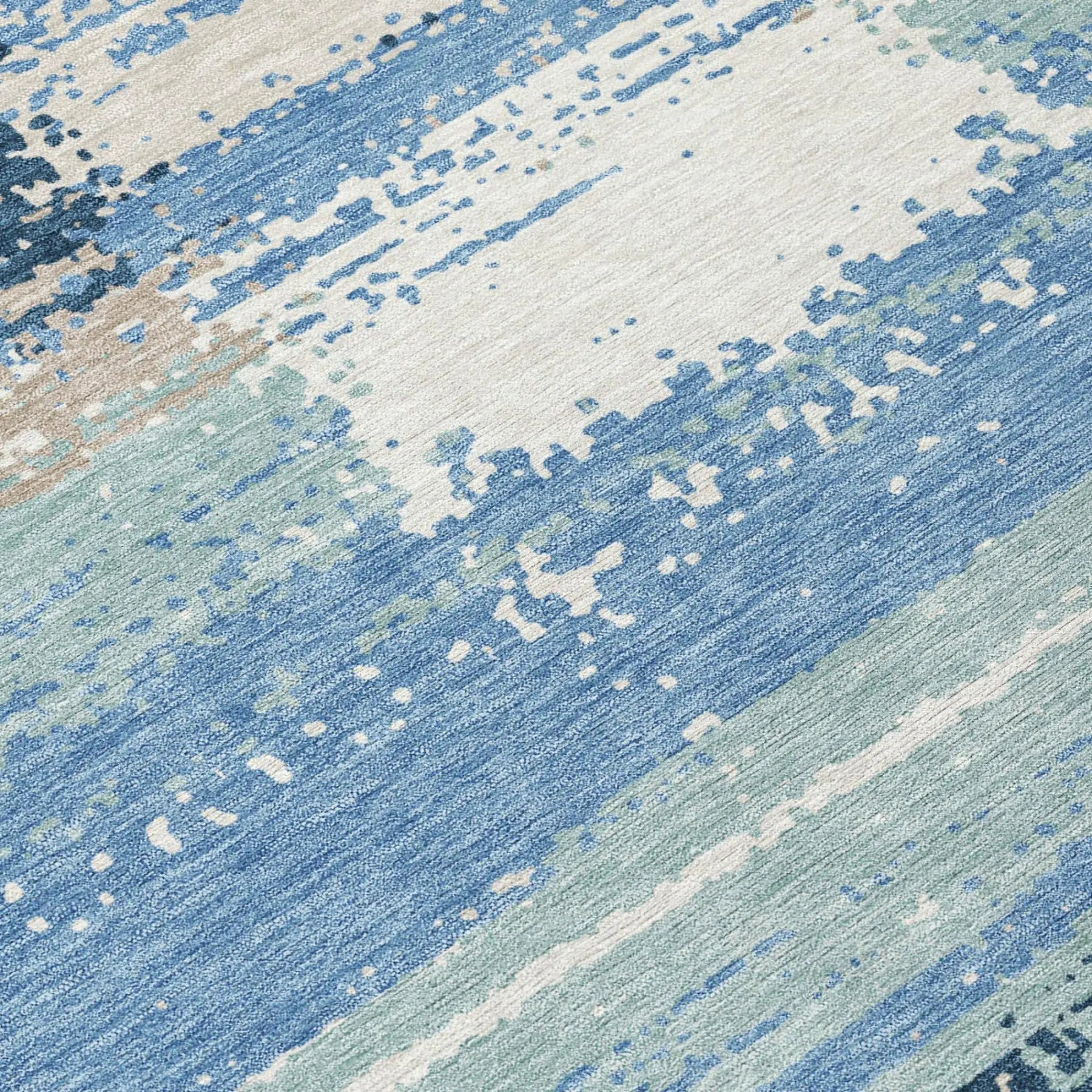 10' X 14' Denim Blue And Blue Geometric Washable Indoor Outdoor Area Rug Homeroots Outdoor