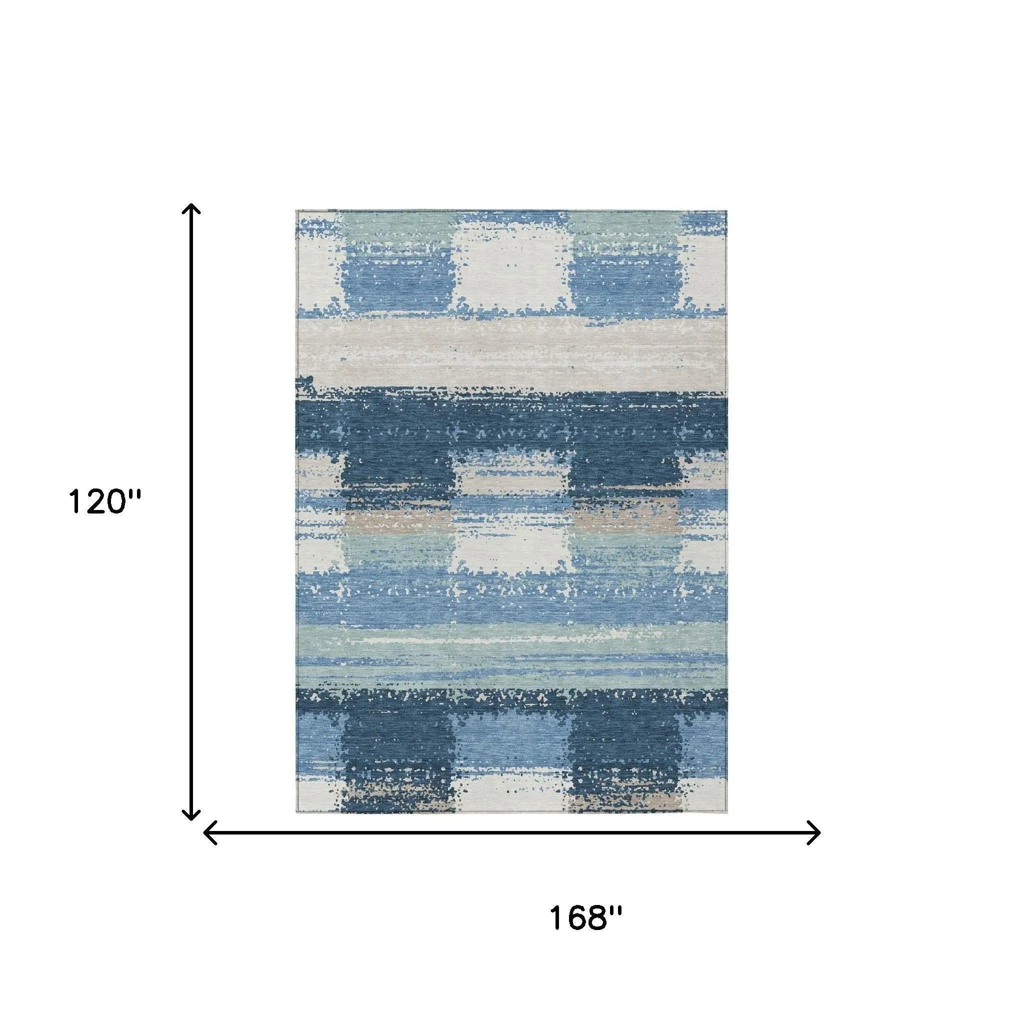 10' X 14' Denim Blue And Blue Geometric Washable Indoor Outdoor Area Rug Homeroots Outdoor