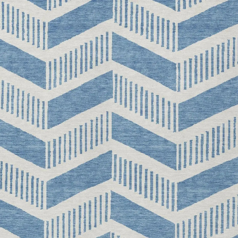 10' X 14' Denim Blue And Blue Geometric Washable Indoor Outdoor Area Rug Homeroots Outdoor