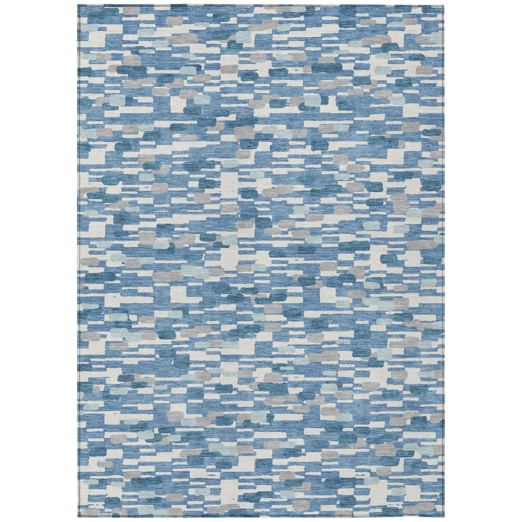 10' X 14' Denim Blue And Blue Geometric Washable Indoor Outdoor Area Rug Homeroots Outdoor