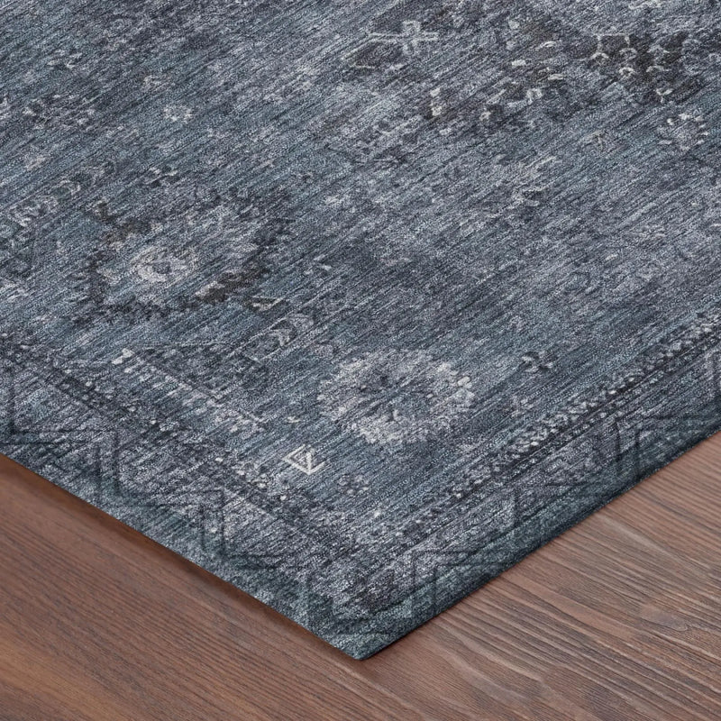 10' X 14' Denim Blue And Blue Oriental Washable Indoor Outdoor Area Rug Homeroots Outdoor