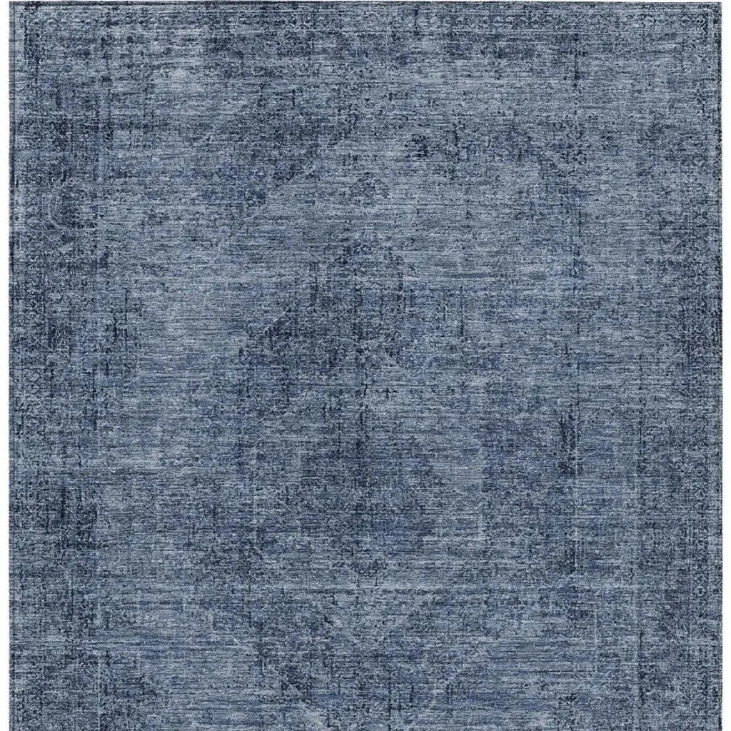 10' X 14' Denim Blue And Blue Oriental Washable Indoor Outdoor Area Rug Homeroots Outdoor