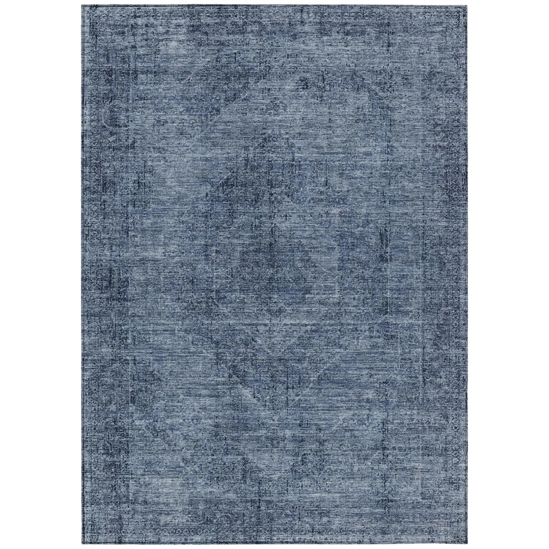 10' X 14' Denim Blue And Blue Oriental Washable Indoor Outdoor Area Rug Homeroots Outdoor