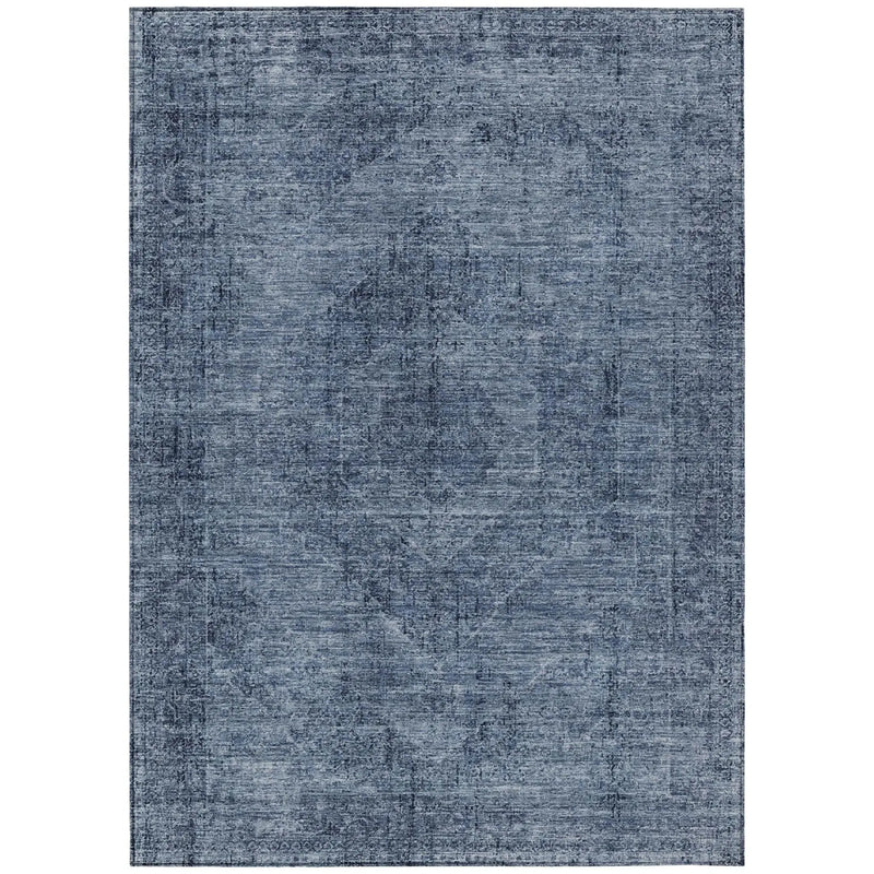 10' X 14' Denim Blue And Blue Oriental Washable Indoor Outdoor Area Rug Homeroots Outdoor