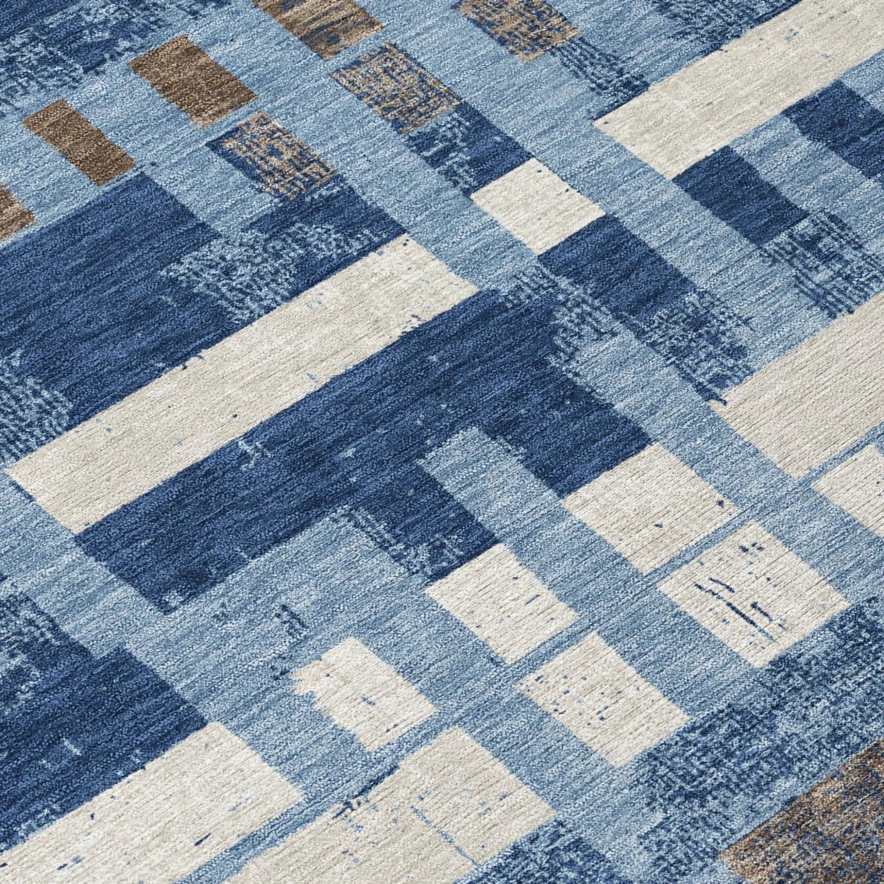 10' X 14' Denim Blue And Blue Striped Washable Indoor Outdoor Area Rug Homeroots Outdoor