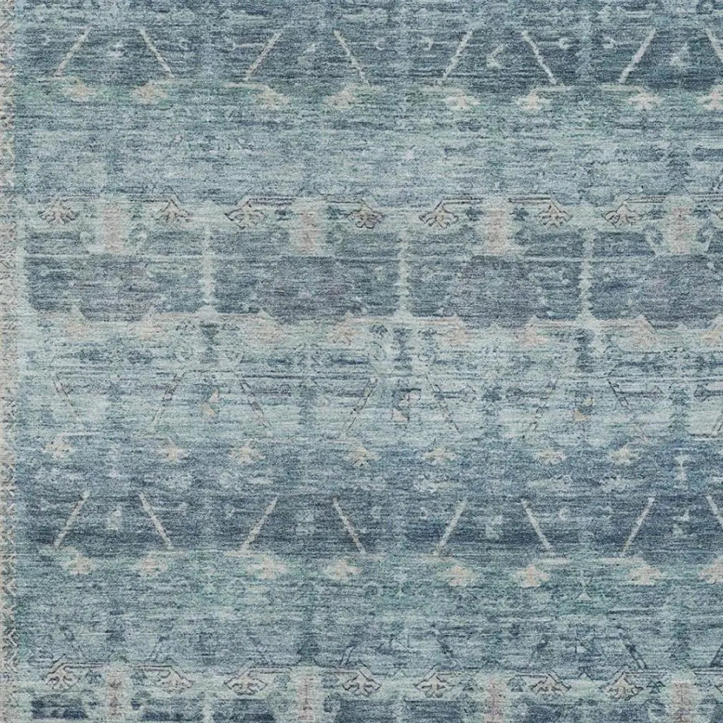 10' X 14' Denim Blue And Blue Tribal Washable Indoor Outdoor Area Rug Homeroots Outdoor