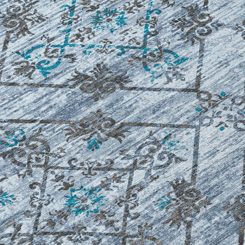 10' X 14' Denim Blue And Ivory Geometric Washable Indoor Outdoor Area Rug Homeroots Outdoor
