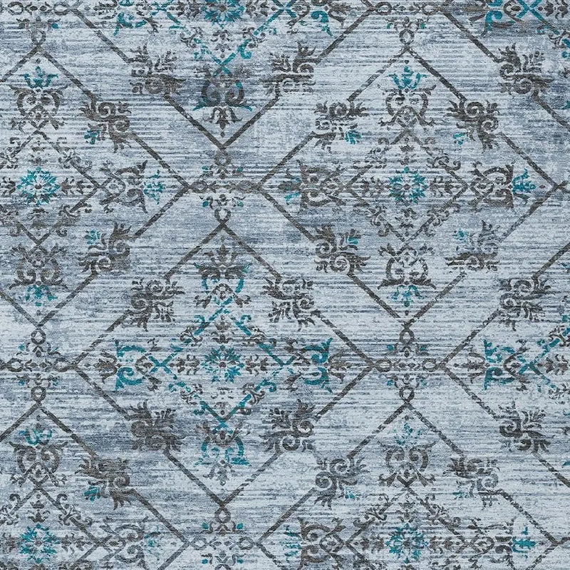 10' X 14' Denim Blue And Ivory Geometric Washable Indoor Outdoor Area Rug Homeroots Outdoor