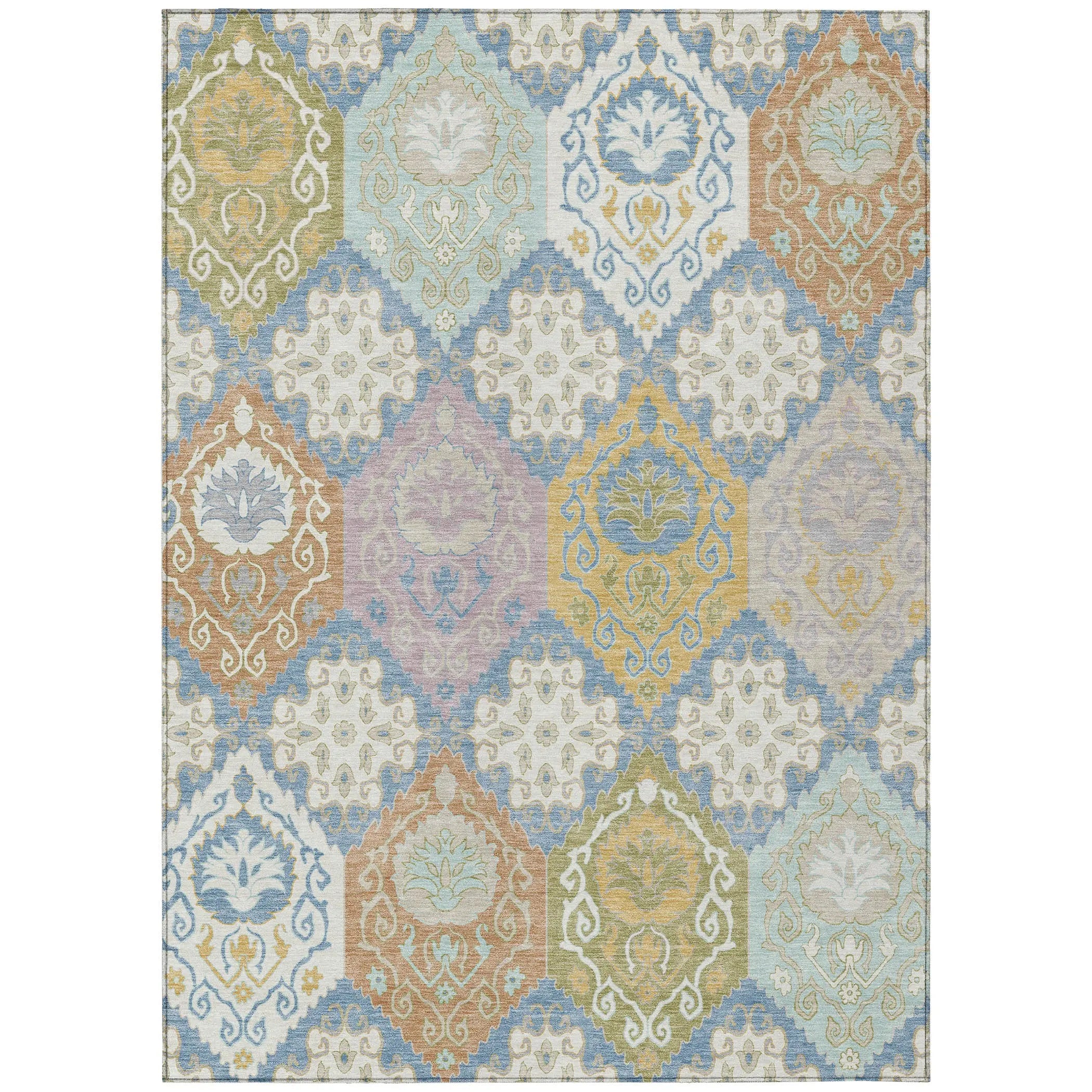 10' X 14' Denim Blue And Ivory Geometric Washable Indoor Outdoor Area Rug Homeroots Outdoor