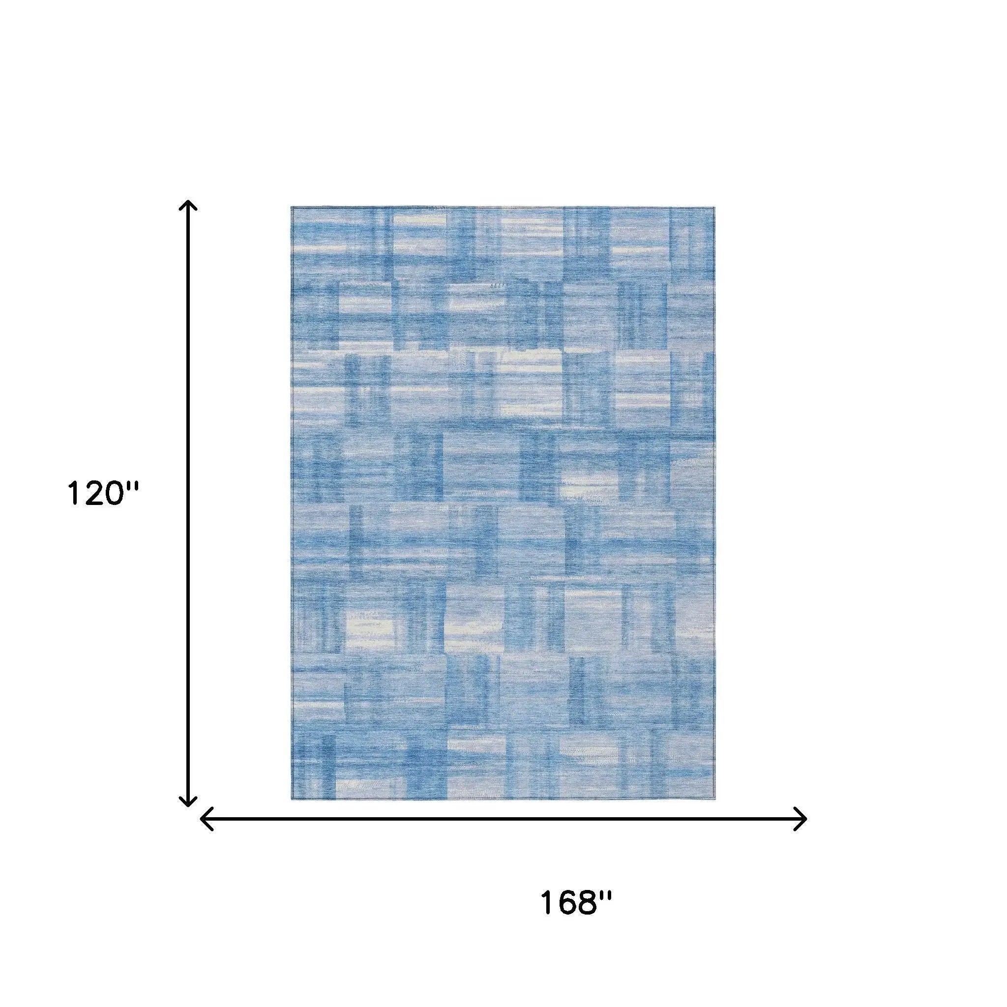 10' X 14' Denim Blue And Ivory Striped Washable Indoor Outdoor Area Rug Homeroots Outdoor