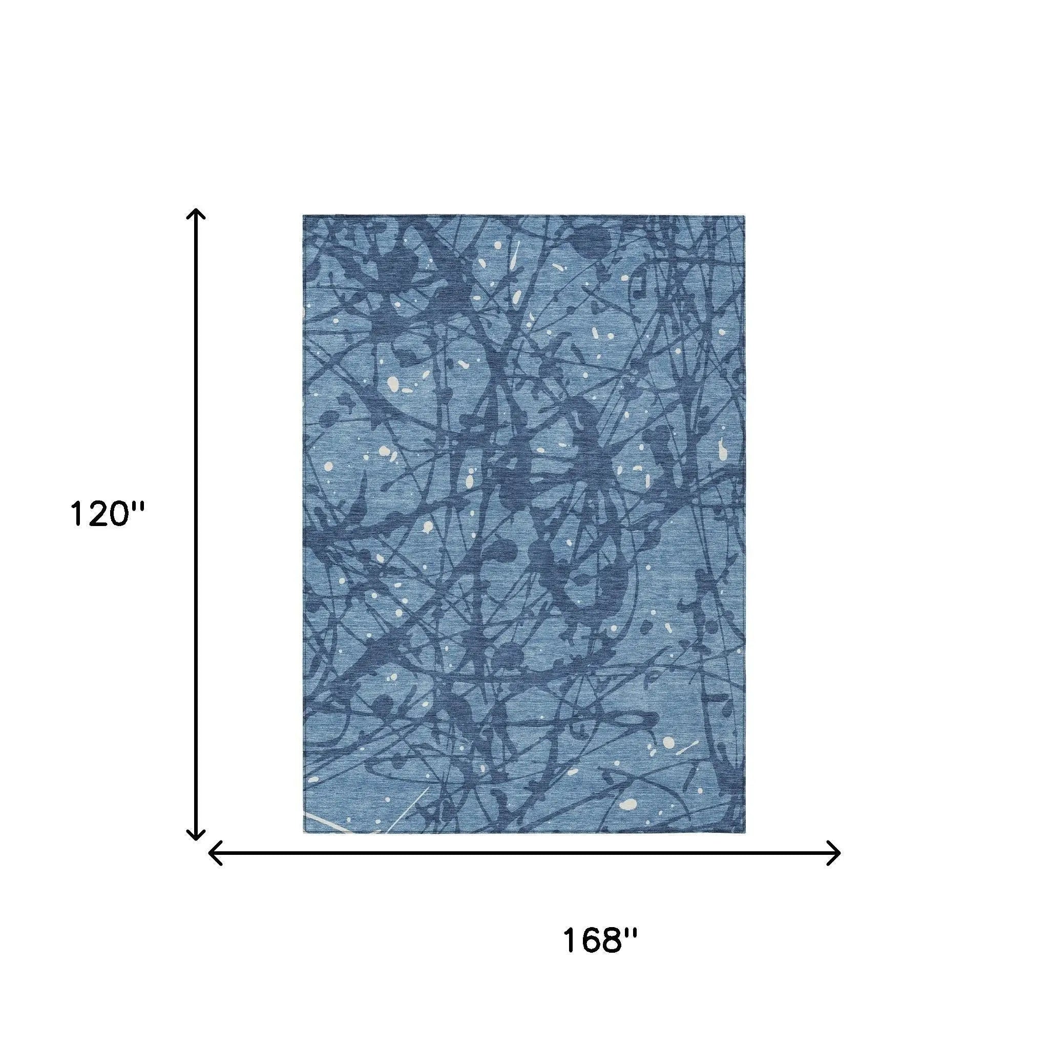 10' X 14' Denim Blue And Navy Blue Abstract Washable Indoor Outdoor Area Rug Homeroots Outdoor