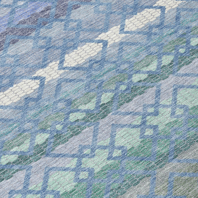 10' X 14' Denim Blue And Sky Blue Striped Washable Indoor Outdoor Area Rug Homeroots Outdoor