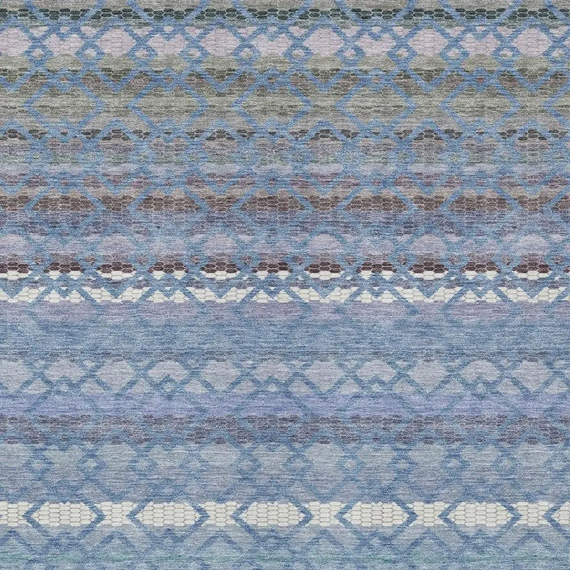 10' X 14' Denim Blue And Sky Blue Striped Washable Indoor Outdoor Area Rug Homeroots Outdoor