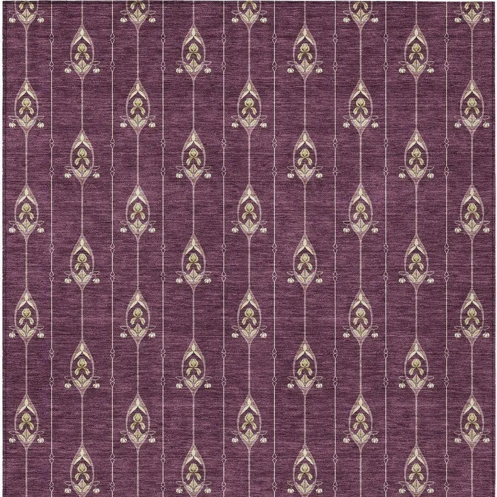 10' X 14' Eggplant And Graphite Geometric Washable Indoor Outdoor Area Rug Homeroots Outdoor