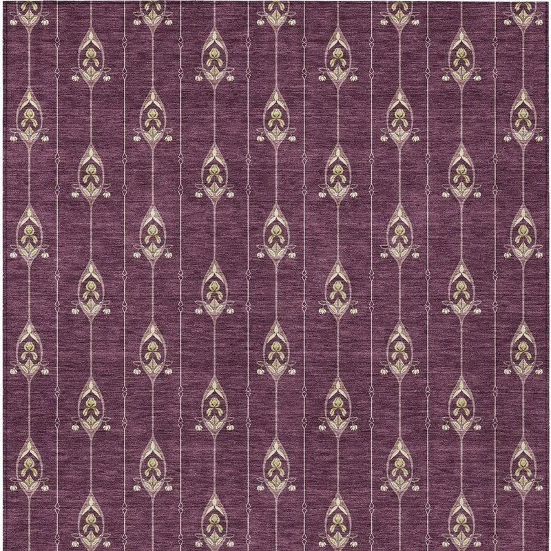 10' X 14' Eggplant And Graphite Geometric Washable Indoor Outdoor Area Rug Homeroots Outdoor