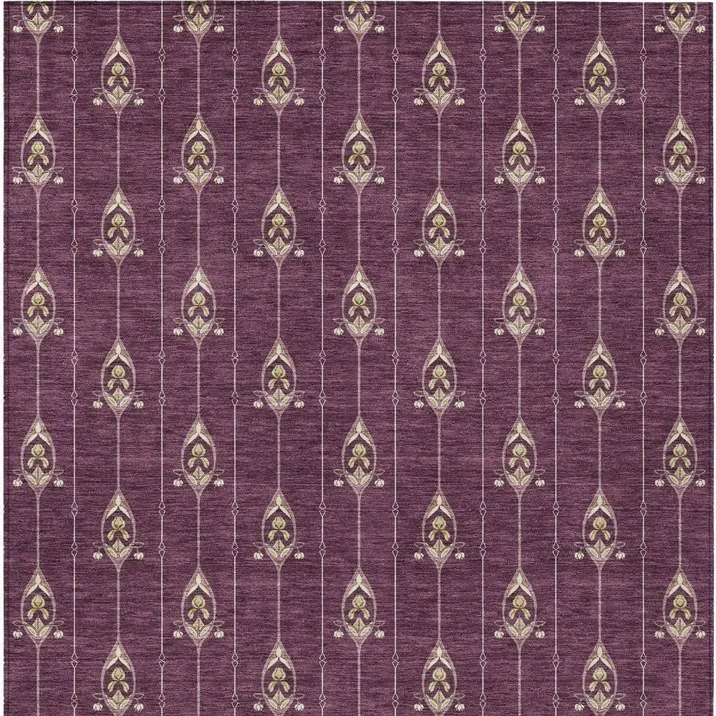 10' X 14' Eggplant And Graphite Geometric Washable Indoor Outdoor Area Rug Homeroots Outdoor