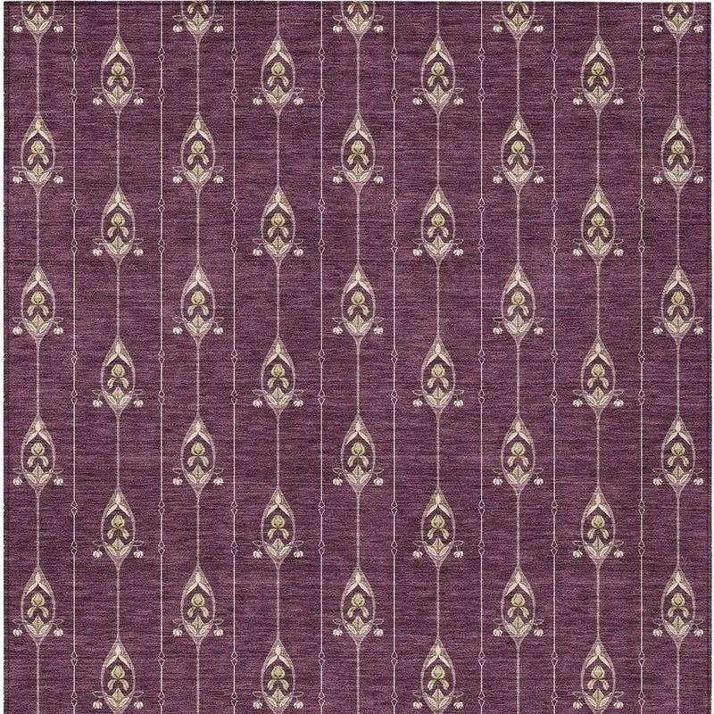 10' X 14' Eggplant And Graphite Geometric Washable Indoor Outdoor Area Rug Homeroots Outdoor