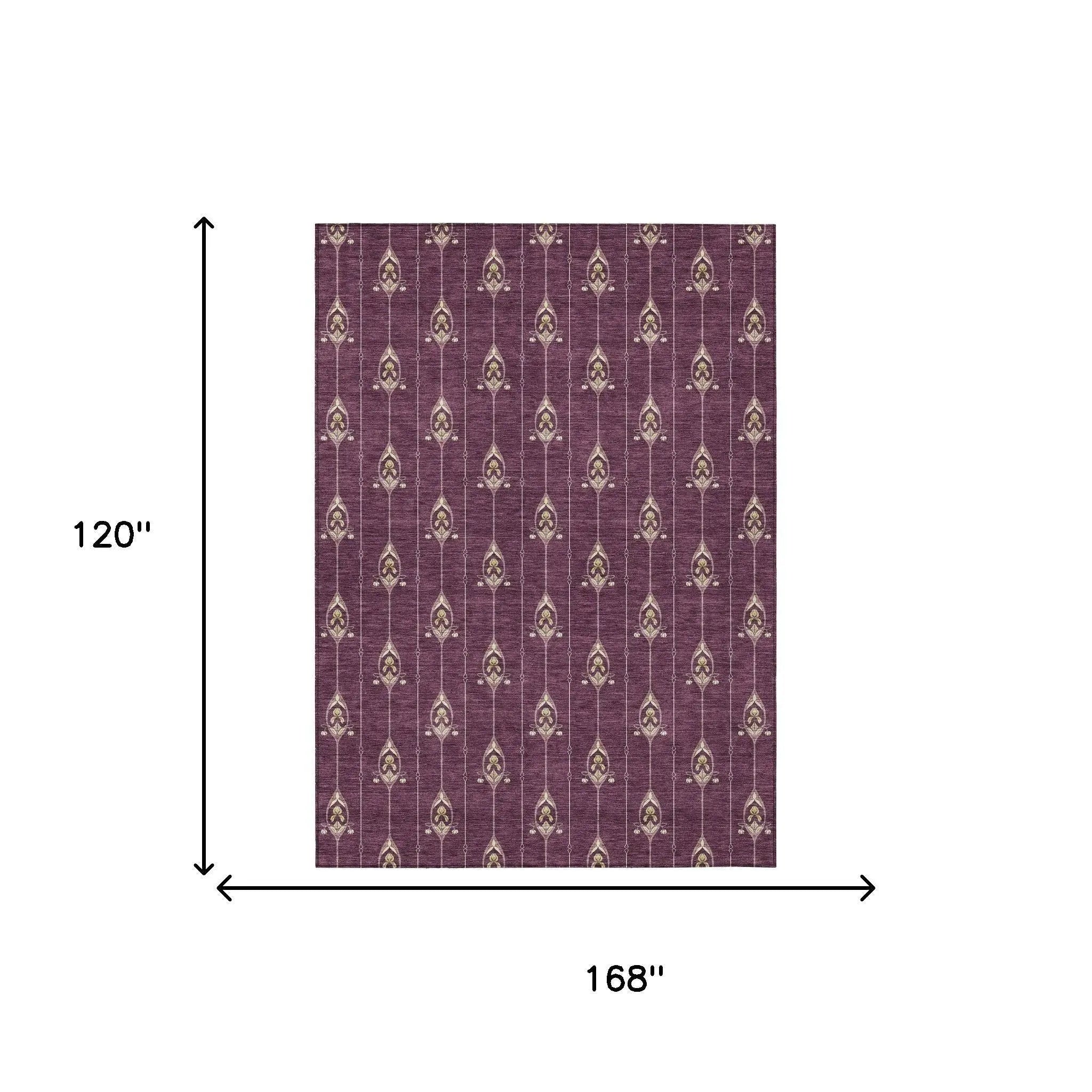 10' X 14' Eggplant And Graphite Geometric Washable Indoor Outdoor Area Rug Homeroots Outdoor