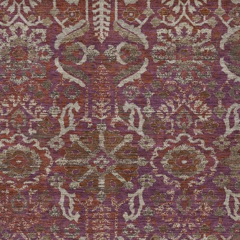 10' X 14' Eggplant And Purple Damask Washable Indoor Outdoor Area Rug Homeroots Outdoor