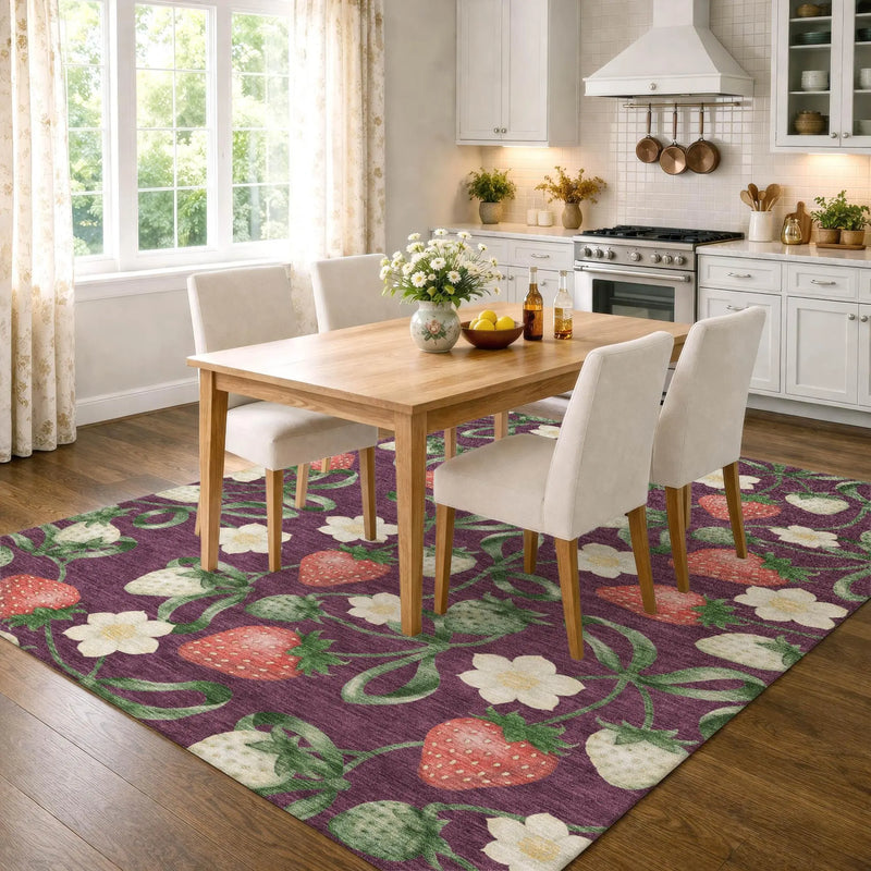 10' X 14' Eggplant And Purple Floral Washable Indoor Outdoor Area Rug Homeroots Outdoor