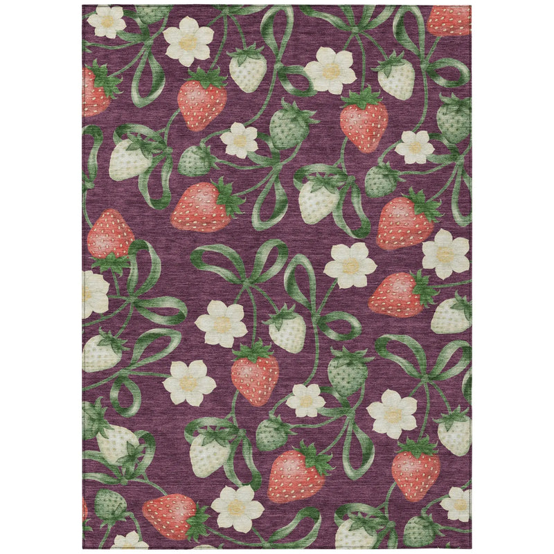 10' X 14' Eggplant And Purple Floral Washable Indoor Outdoor Area Rug Homeroots Outdoor