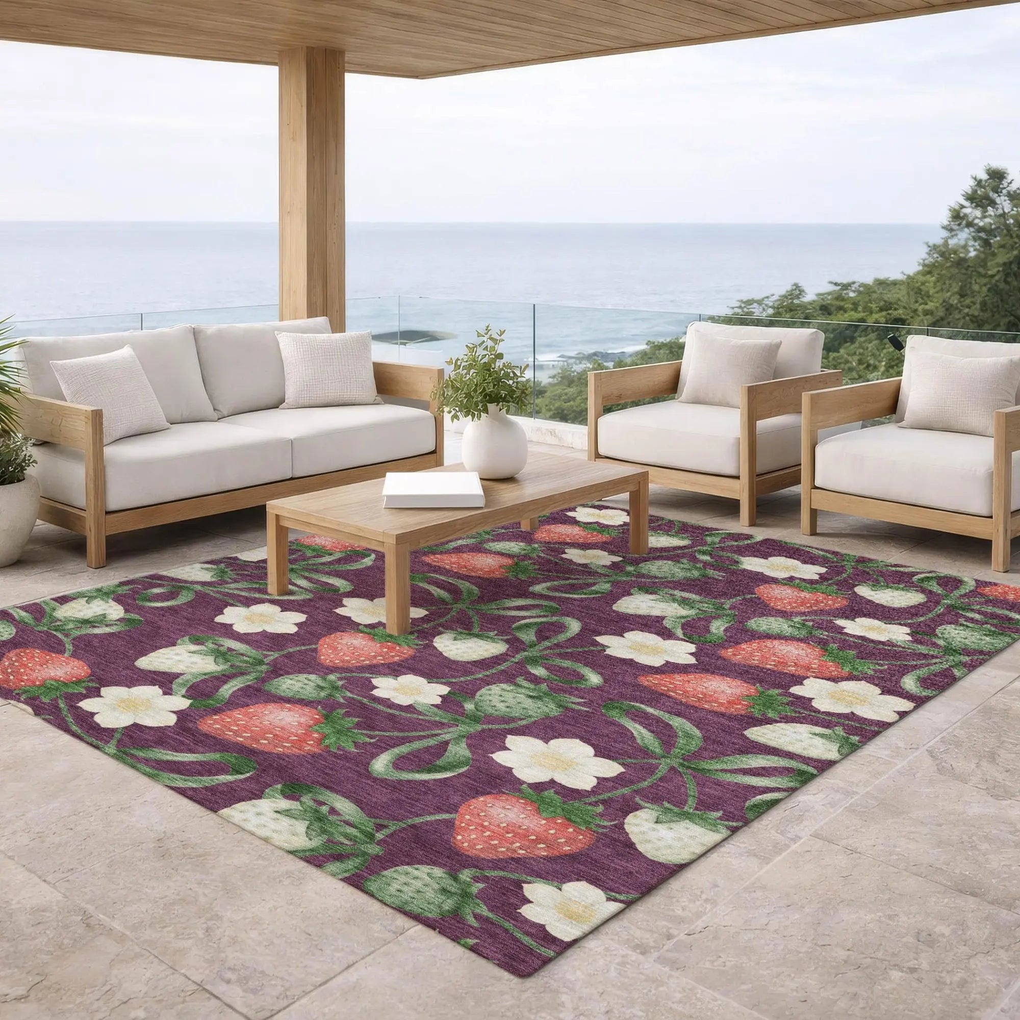 10' X 14' Eggplant And Purple Floral Washable Indoor Outdoor Area Rug Homeroots Outdoor