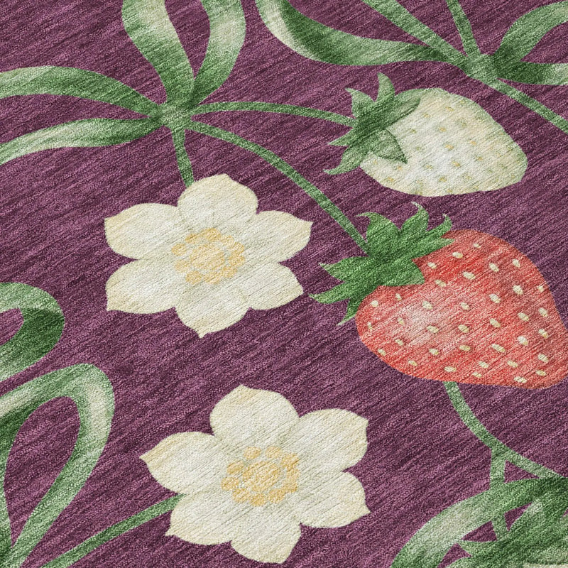 10' X 14' Eggplant And Purple Floral Washable Indoor Outdoor Area Rug Homeroots Outdoor