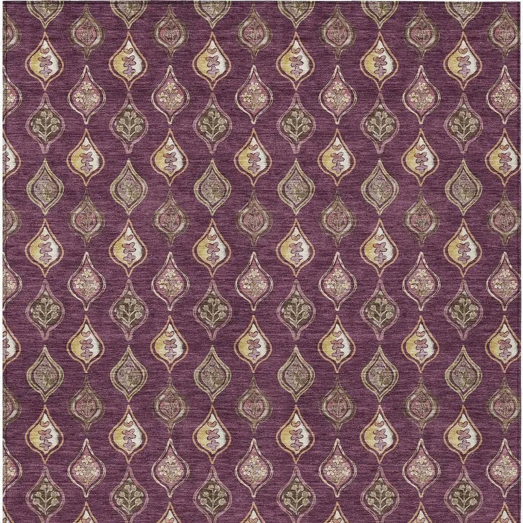 10' X 14' Eggplant And Purple Floral Washable Indoor Outdoor Area Rug Homeroots Outdoor