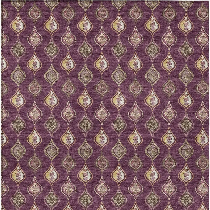10' X 14' Eggplant And Purple Floral Washable Indoor Outdoor Area Rug Homeroots Outdoor