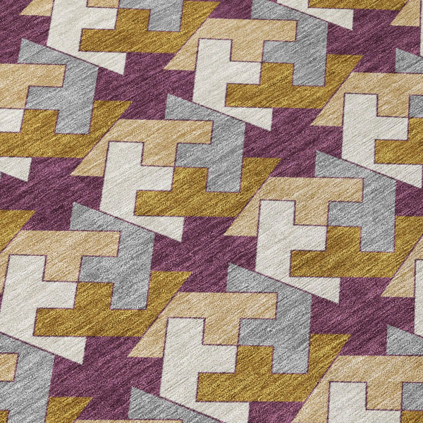 10' X 14' Eggplant And Purple Geometric Washable Indoor Outdoor Area Rug Homeroots Outdoor
