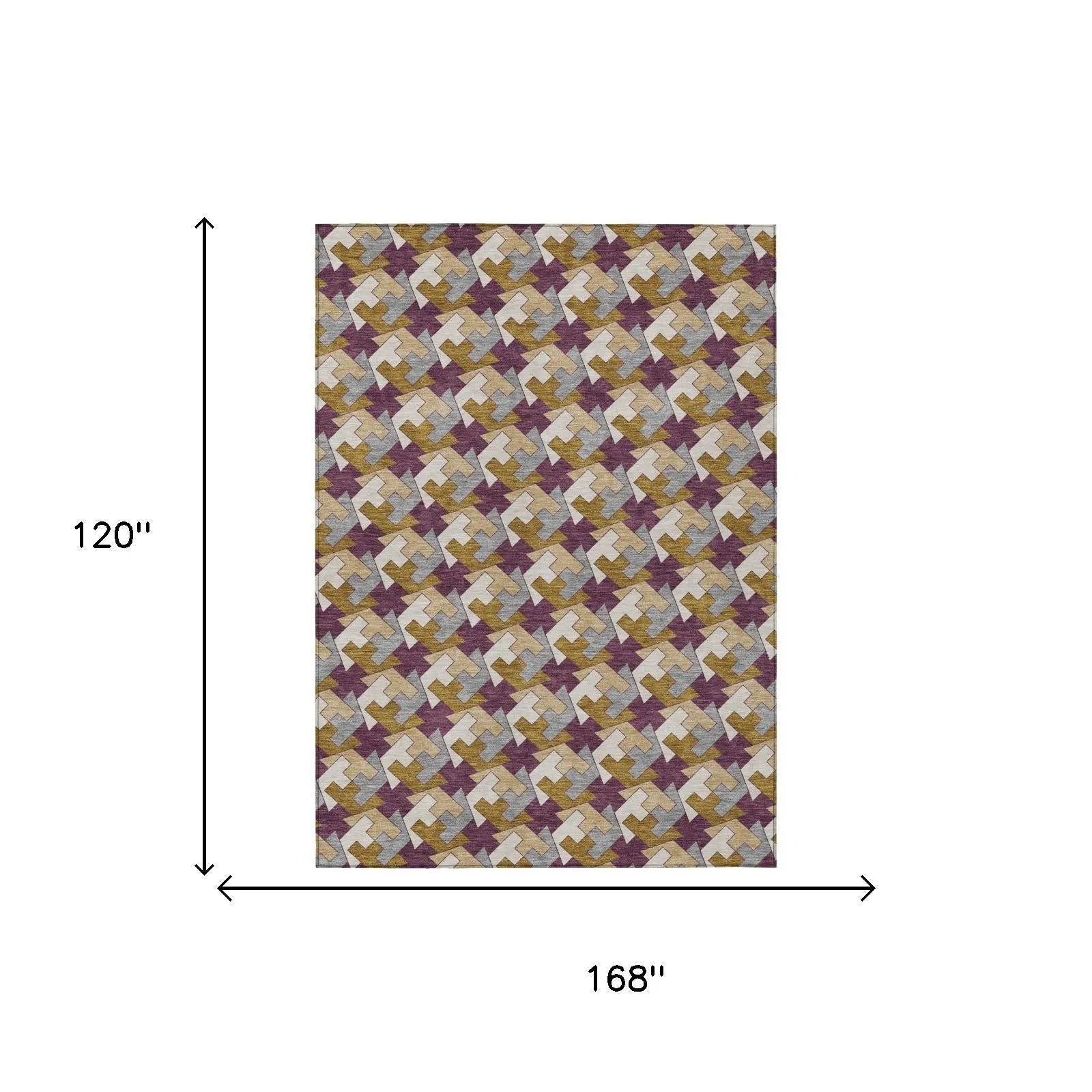 10' X 14' Eggplant And Purple Geometric Washable Indoor Outdoor Area Rug Homeroots Outdoor