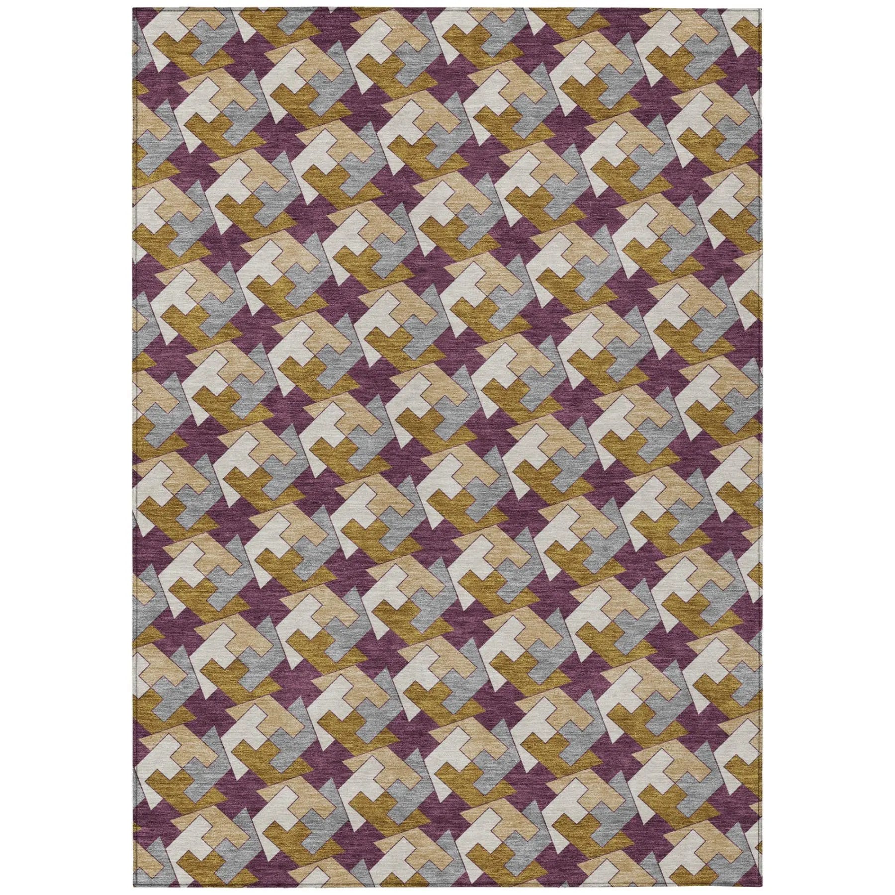 10' X 14' Eggplant And Purple Geometric Washable Indoor Outdoor Area Rug Homeroots Outdoor