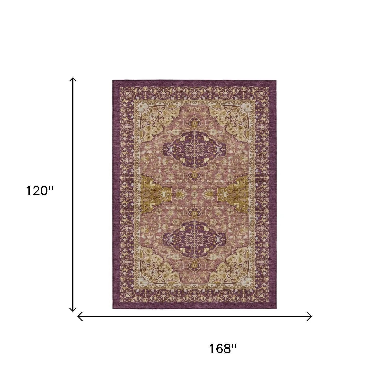 10' X 14' Eggplant And Purple Oriental Washable Indoor Outdoor Area Rug Homeroots Outdoor