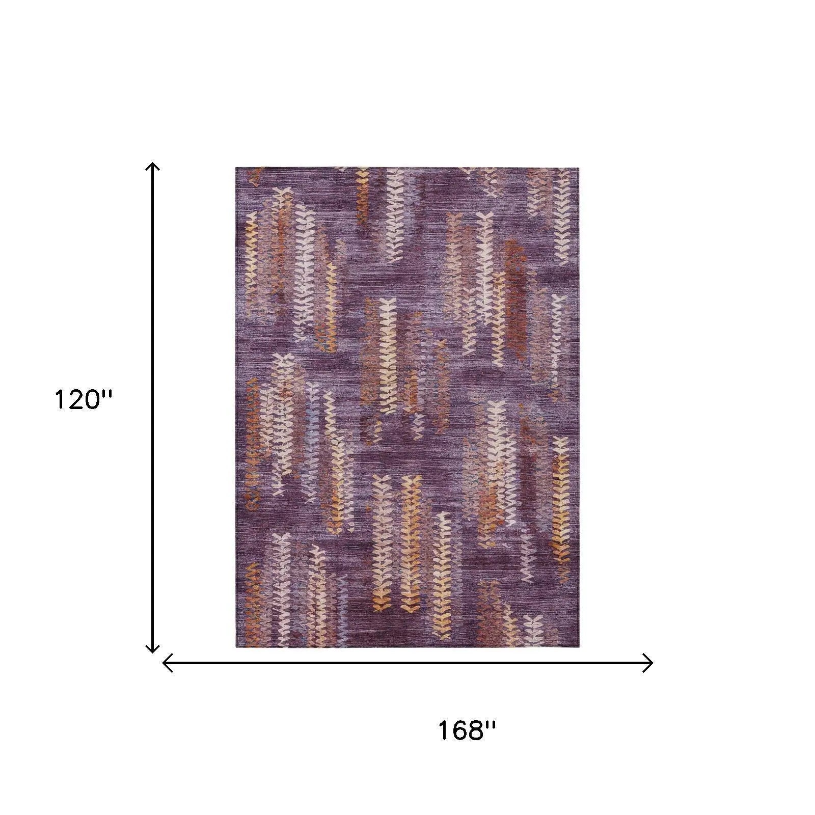 10' X 14' Eggplant And Purple Striped Washable Indoor Outdoor Area Rug Homeroots Outdoor