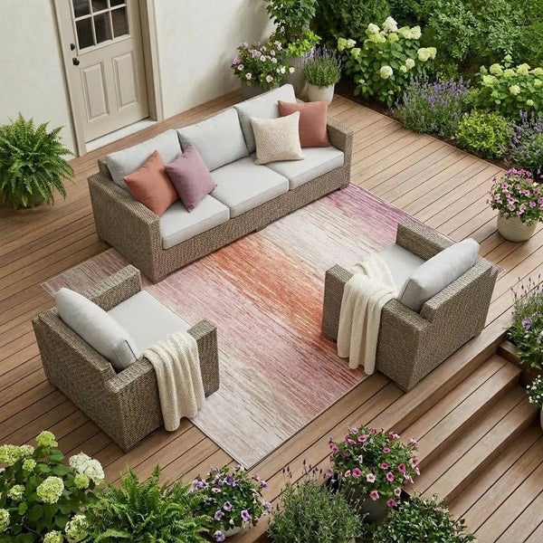 10' X 14' Eggplant And Purple Striped Washable Indoor Outdoor Area Rug Homeroots Outdoor